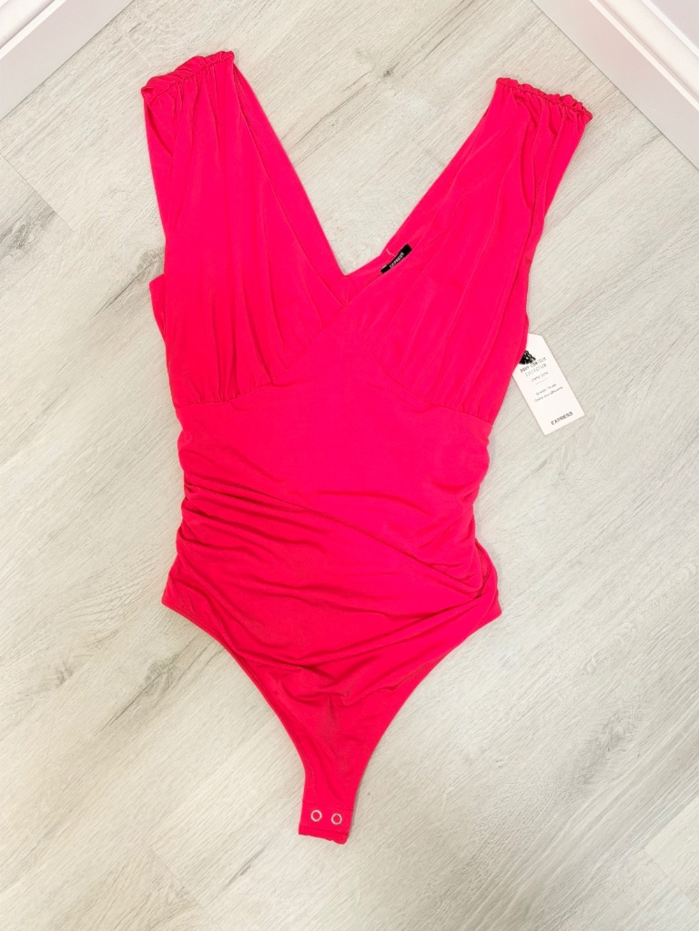 NWT Express Body Contour Hot Pink V-Neck Bodysuit